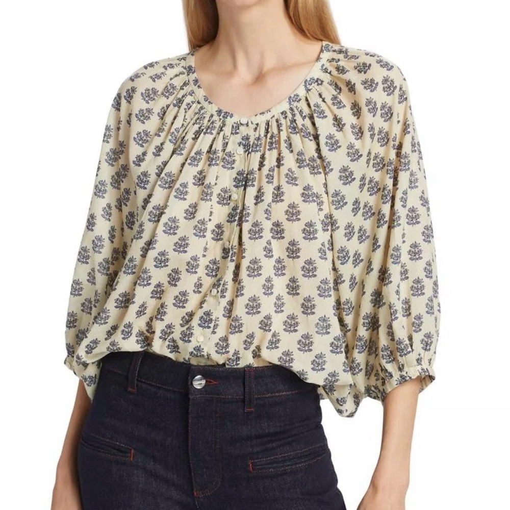 NWOT DOEN Jiana Block Print Blouse